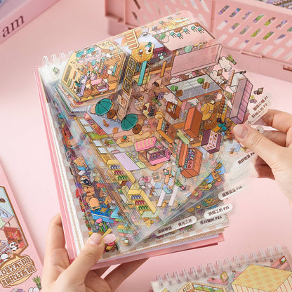 3D Miniature Landscape Scenery Sticker Book