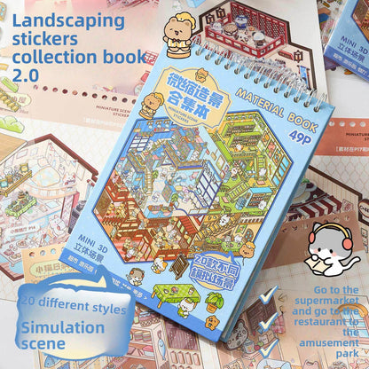 3D Miniature Landscape Scenery Sticker Book